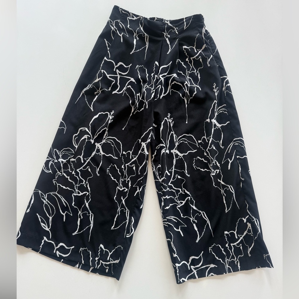 Black and White Wide leg Culottes